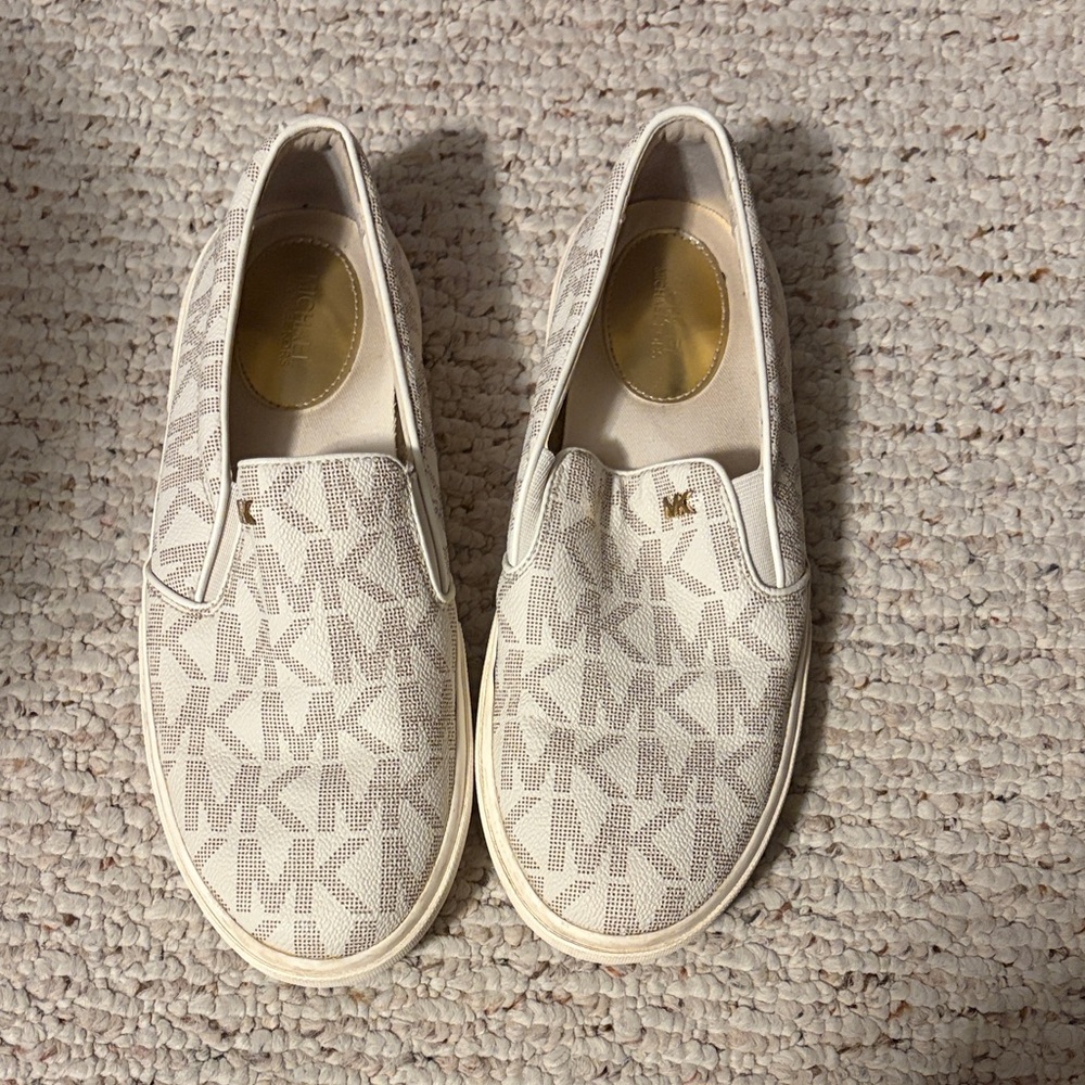 Michael Kors White Logo Slip-On Sneakers